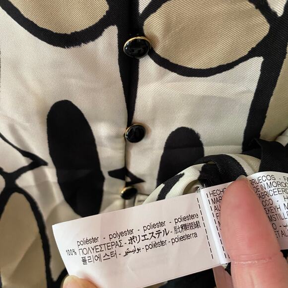 ZARA Tan Black Button Down Long Sleeve Shirt Geometric Print Women's size Small - Picture 10 of 10